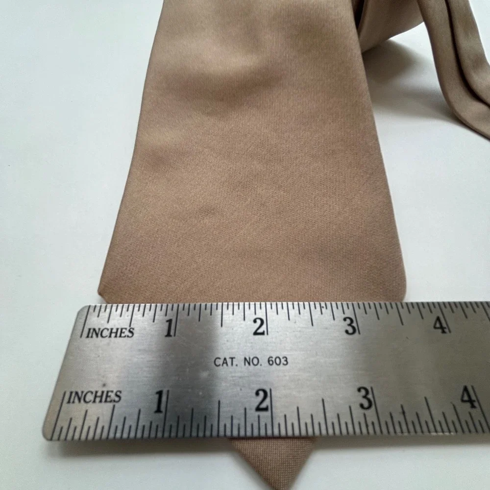 Lands End Tie Beige Tan 100% Silk Classic USA Normcore Minimalist